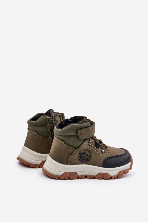 Zateplené dětské zimní trekkingové boty na zip tmavě zelené Temisha