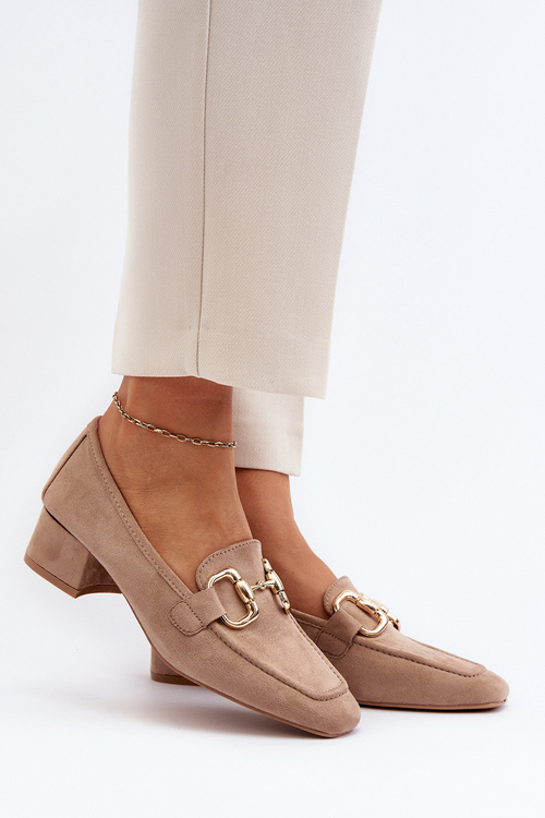 Loděnky na nízkém podpatku s ozdobou béžové Dolvira