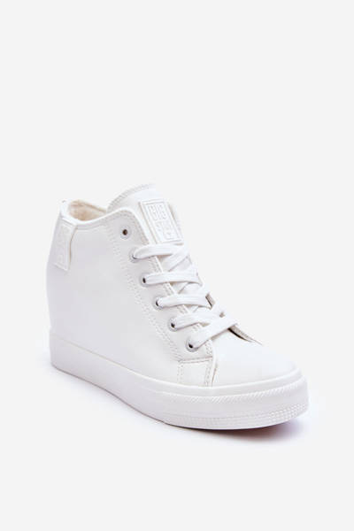 Dámské kožené tenisky na koturnu Big Star MM274002 Bílé