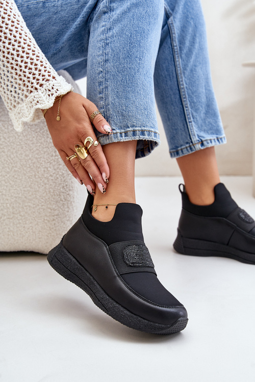 Športové Topánky Na Platforme Kožené Čierne Artiker 55C0035