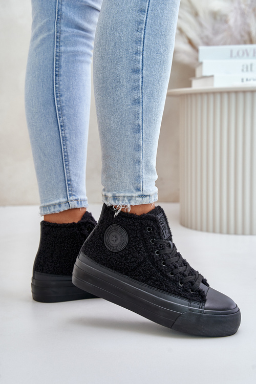 Zateplené dámske tenisky s ovečkou Big Star OO274A443 čierne