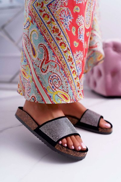 Dámské korkové Nazouváky se Zirkony Černé Do It!