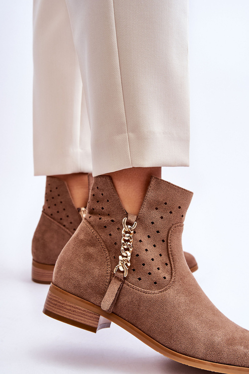 Dámské semišové kozačky na zip Béžová Belliano