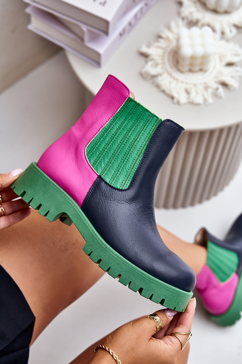 Dámske Boty Na Ploškom Opätku Kožené Lewski 3611 Multikolor