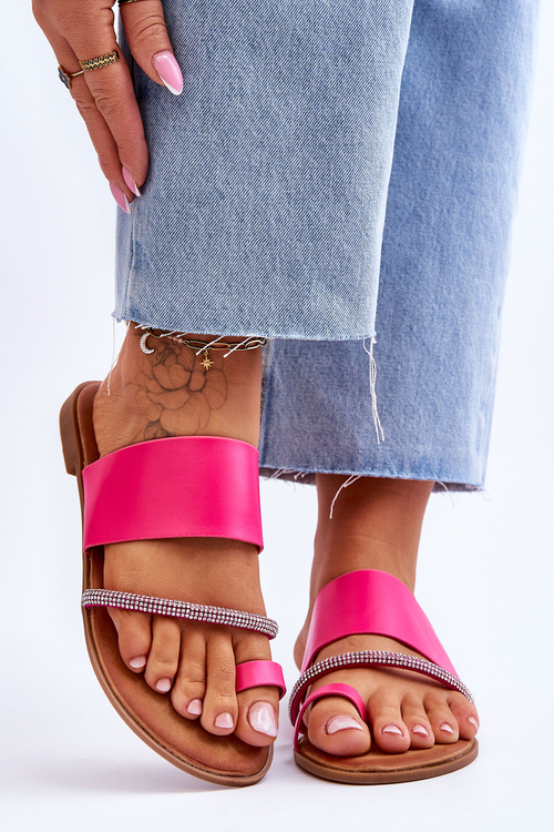 Ženské flip -flops flip -flops s dekoratívnym popruhom Fuksja Sublime