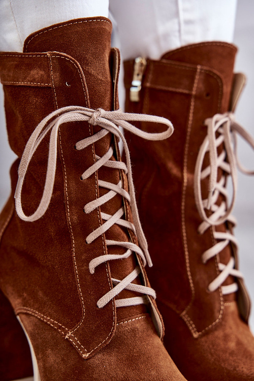 Dámské semišové kozačky na platformě hnědé Edna