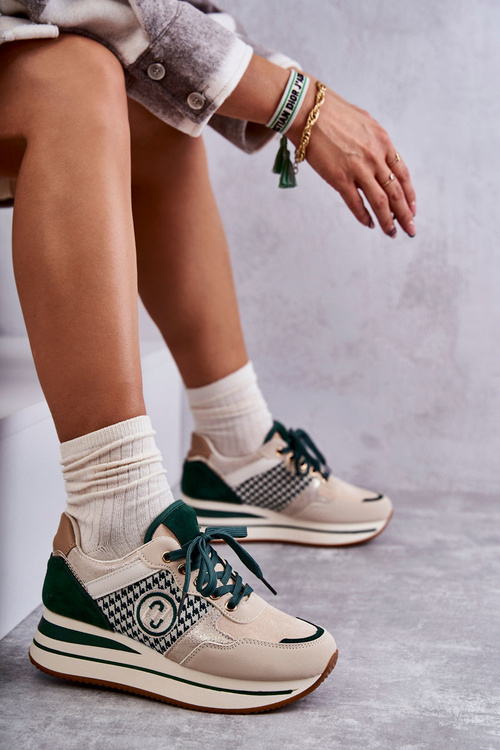 Módne dámske športové topánky na Aernne Béžovej a zelenej klinách