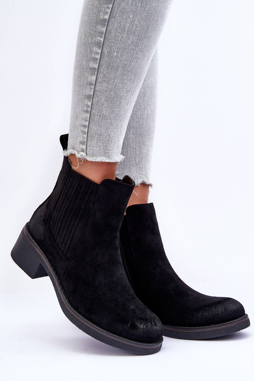 Klasické semišové boty dámské černé Metanassa