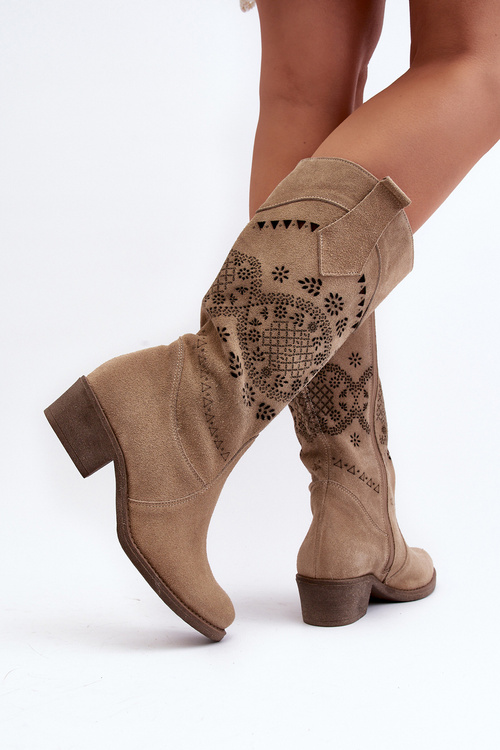 Zazoo 4043 Semišové Boty S Nízkým Podpatkem Prodyšné Bežové