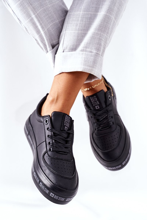 Kožené Tenisky Na Platformě BIG STAR II274074 Černé