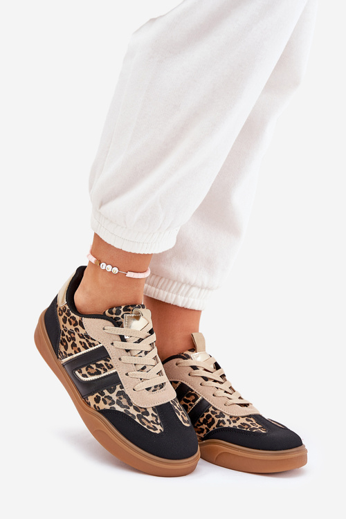 Dámske Tenisky Z Eko Kože Leopardie Čierne Satylies