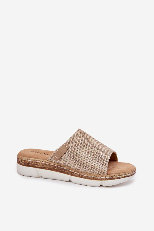 Dámske Sandále S Pletením Na Klíne Béžové Norozi