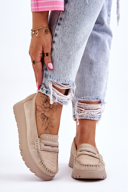 Suede Loafers na svetelnej béžovej platforme Lemar Milana