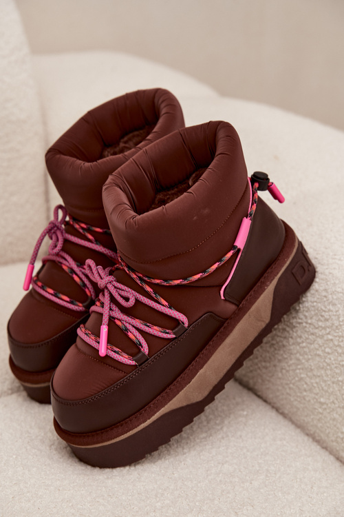 Snehové čižmy na platforme D.Franklin DFSH371015 Čokoládové