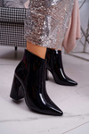 Dámske topánky na stĺpe, patentové čierne nohy