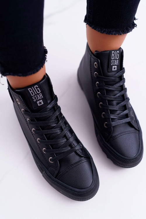 Dámske tenisky s veľkou hviezdou Vysoko izolované čierne EE274110