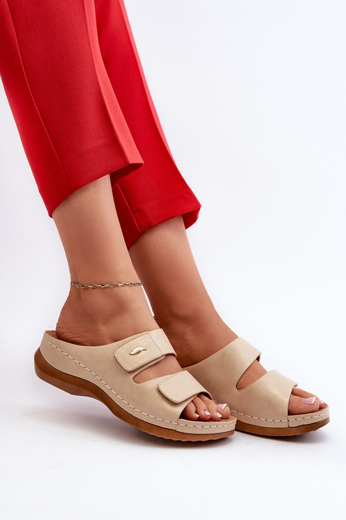 Lehké Dámské Sandály Z Ekologické Kůže Beige Frellia