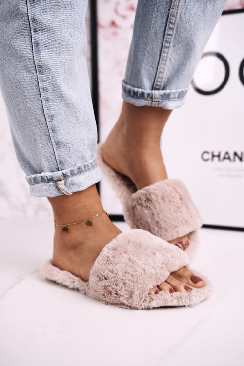 Dámské Kožešinové Papuče Světle Hnědé Cold Days