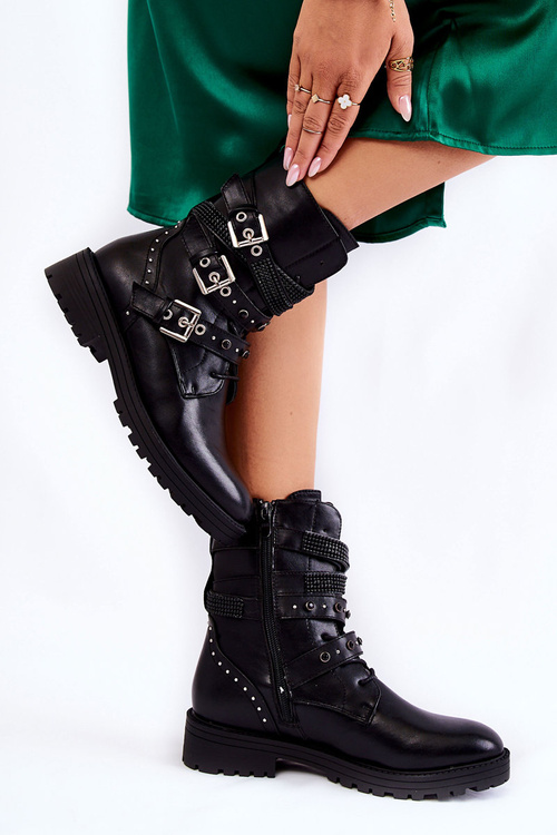 Dámské zateplené boty s proužky Hladký černé Lamberta