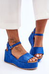 Dámske semišové sandále na Blue Lydia Wedge