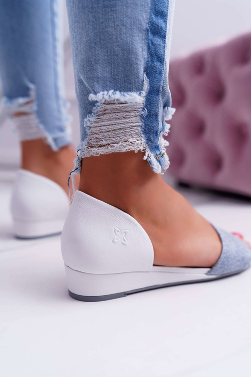 Dámske sandále Maciejka kožené biele z roku 1971 Nomara