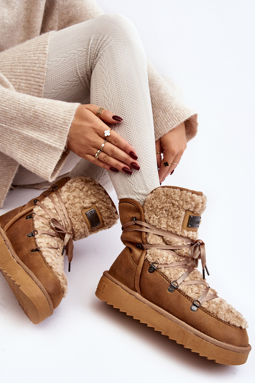 Nepremokavé snehové topánky na vegánskej plošine d.franklin dfsh370004 hnedá