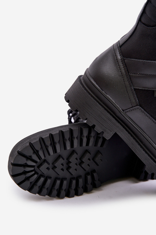Kožené Traperky Kotníkové Boty Pánské Zateplené Big Star OO174164 Černé