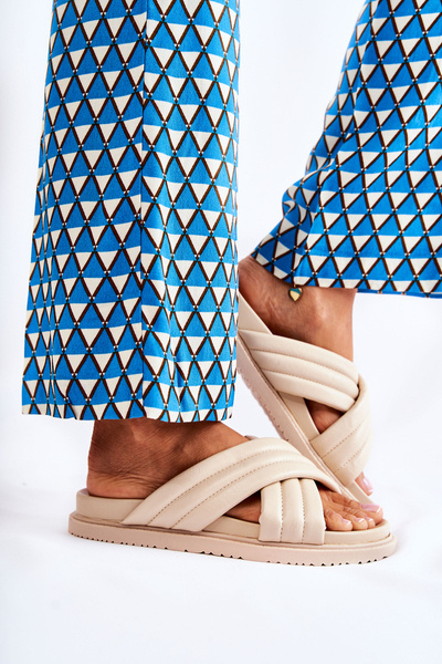 Klasické dámske kožené papuče béžové daron