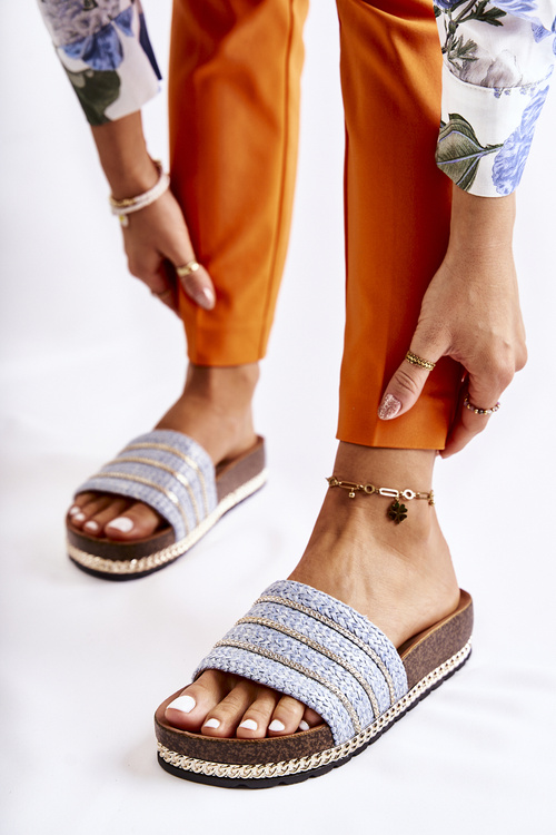 Dámske klasické žabky s reťazou Blue Maddy