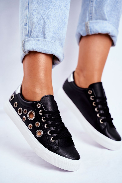 Dámské Tenisky S Otvory a Kamínky Černé Roxas