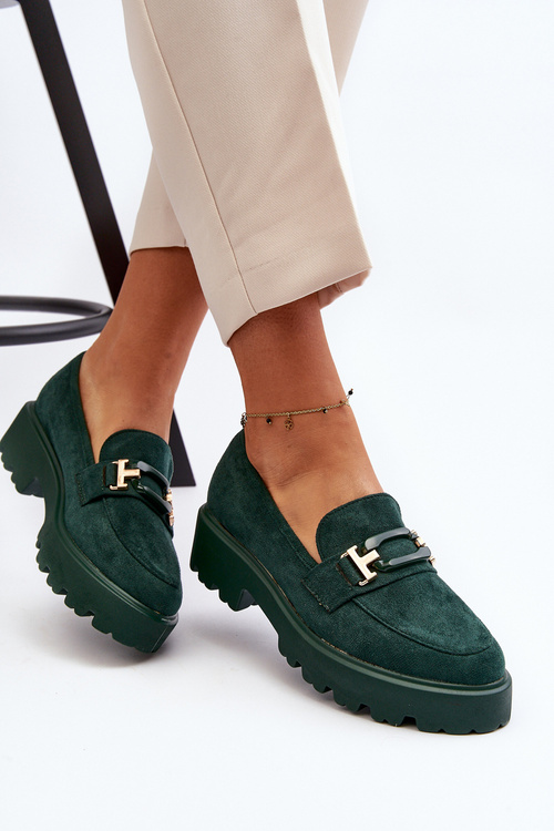 Semišové klasické mokasíny s třásněmi Zelené Averil