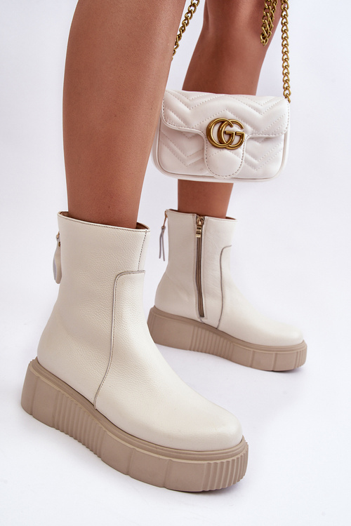 Dámske kožené topánky na plošine Light Beige LeMar Jenefer