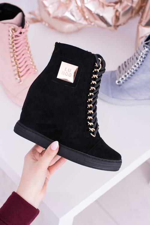 Dámská Obuv Sneakers Lu Boo Semišové Tenisky Černé Monica