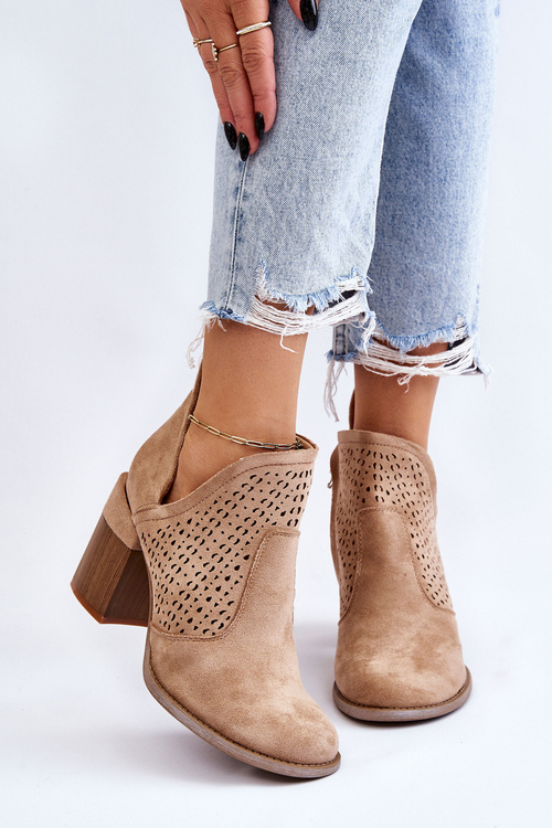 semišové boty S výřezem Béžová Layne