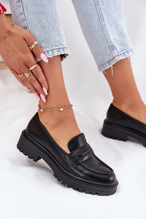 Klasické Dámské Mokasíny Z Eko Kůže Černé Enticca