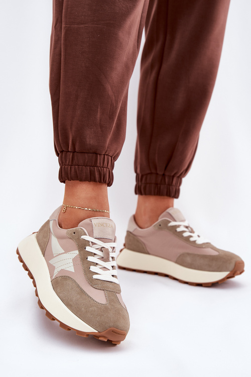 Dámske Semišové Športové Topánky Na Platforme Vinceza 66720 Béžové