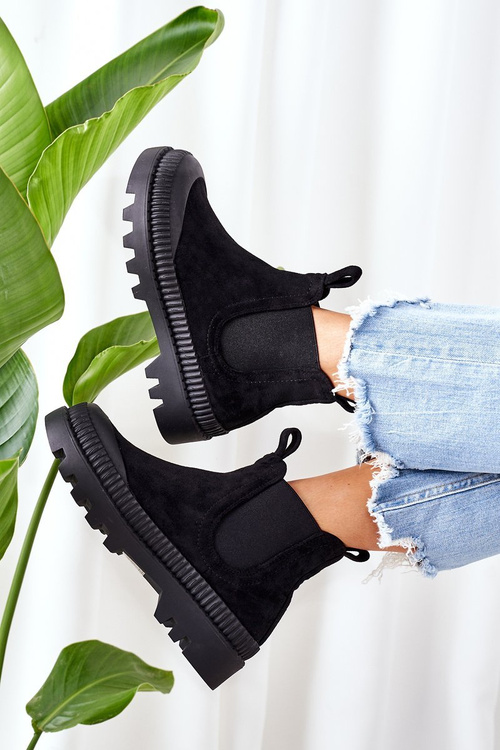 Suede Workers on the Black Come With Me Platform