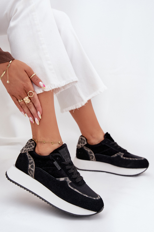 Dámské Zamszové Sneakersy Big Star OO274A312 HI-POLY SYSTEM Černé Panther
