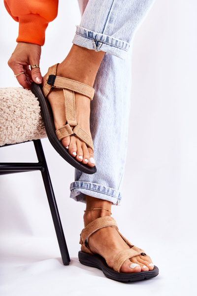 Dámske semišové športové sandále Dark -BEIGE Harris