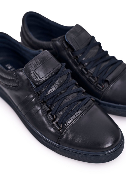 Pánska kožená kožená topánky bednarek námorné modré