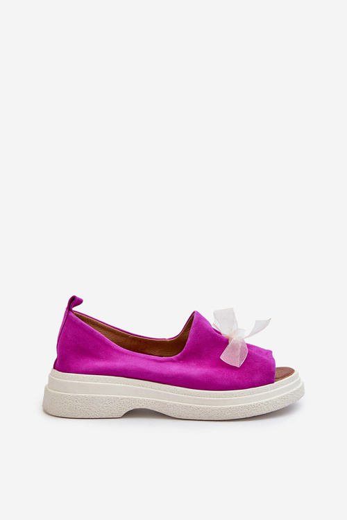 Zazoo 2939 Semišové Dámské Sandály S Mašlí Fuchsie