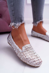 Dámske baleríny lu boo spletené striebro 4ever
