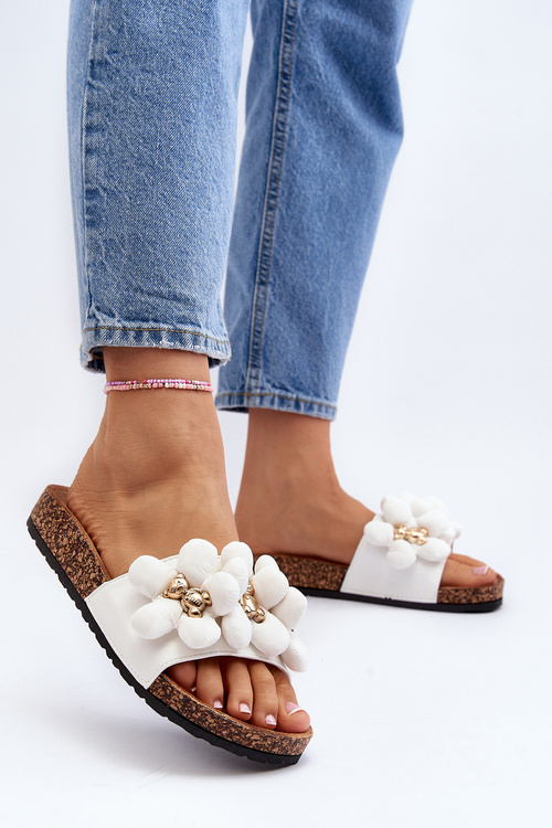 Dámske bielé sandále s ozdobami Bunlia