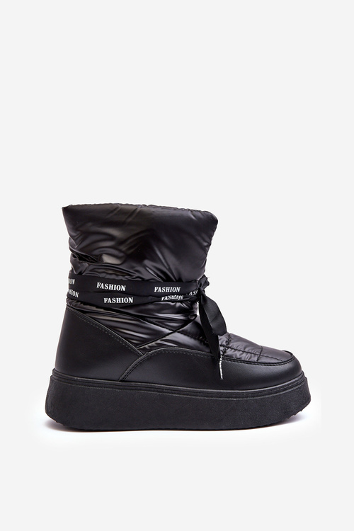 Dámske snehové topánky s dekoratívnou viazanou čiernou siracnou