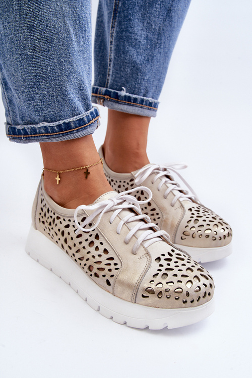 Kožené topánky na plošine béžovej hypnózy lemar