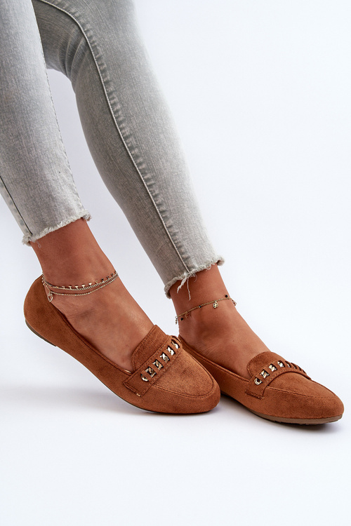 Lesklé dámske mokasíny s reťazom Camel Aredilla