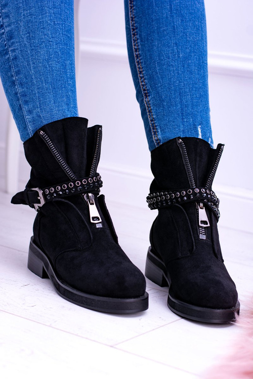 Lu Boo Black Dámske topánky zips rafell