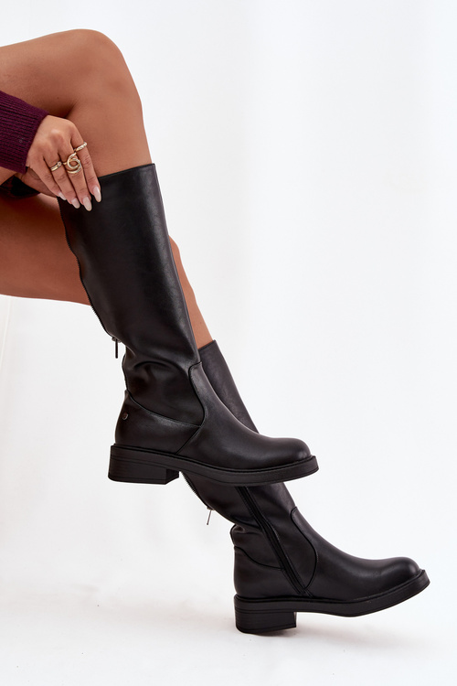 Kožené dámske čižmy s podšívkou Maciejka A7164-01 Čierne