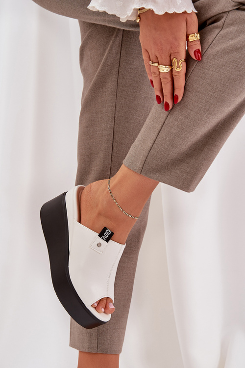 Sandály Na Platformě A Klínu Eko Kůže Bílé Eridoria