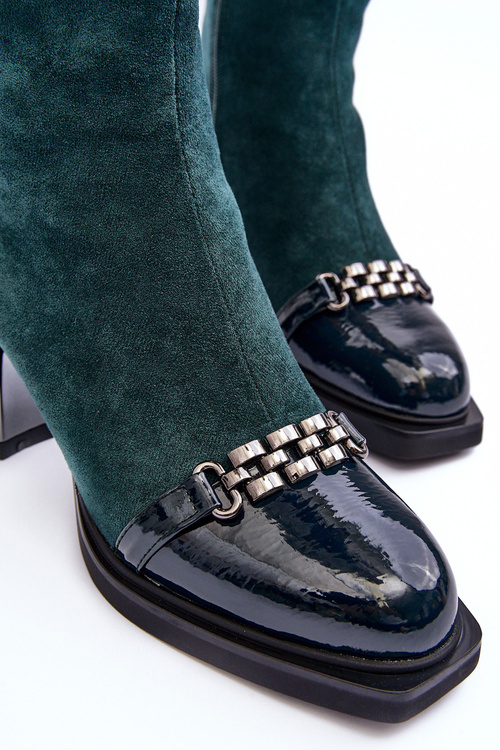 Kožené Boty Na Masivním Bloku SBarski MR870-70 Zelené